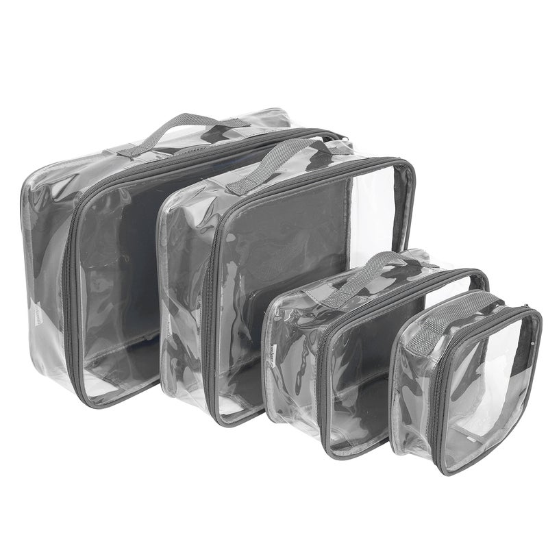 EzPacking Clear Travel Packing Cubes Set of 4 for Carry On (XS, Small, Medium, Large) / See-Through Clothes Organizer Dividers for Suitcase/Transparent Vinyl PVC Cell Pouches for Luggage (Gray) - Image 1